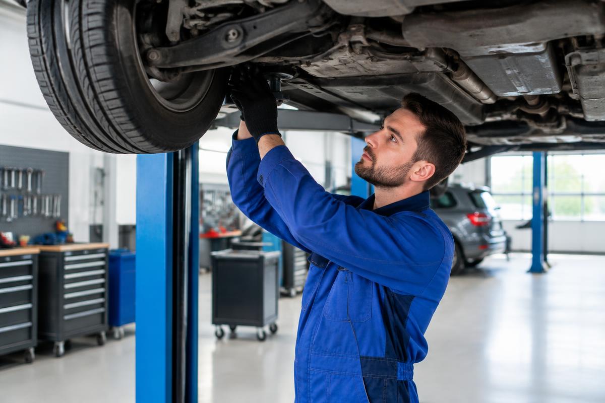 Monteur aan het werk in de werkplaats